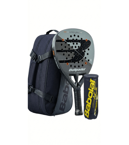 Комплект сак EVO COURT S BLACK + Bullpadel Hack 04 CMF + топки ACE PADEL