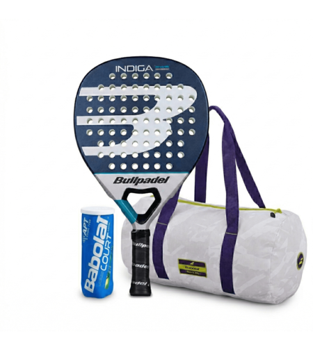 Комплект  сак PACKABLE DUFFLE PADE + Bullpadel Indiga Power 26 + топки COURT PADEL X3