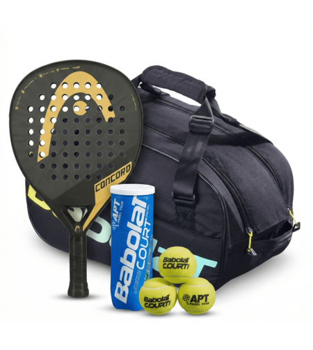 Комплект сак EVO COURT S MULTICOLOR + Head Concord + топки  COURT PADEL X3