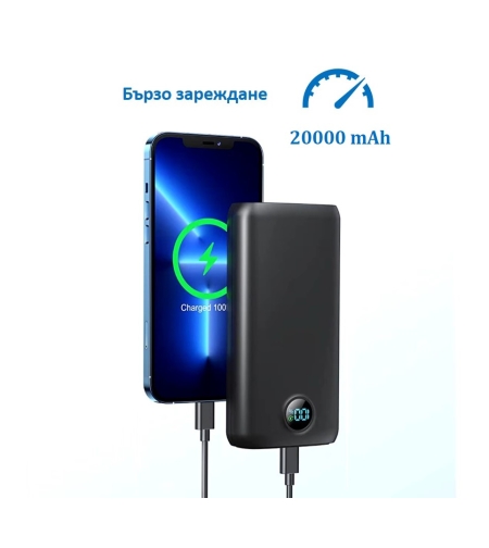 Преносима зарядна батерия 20000 mAh с Лед дисплей