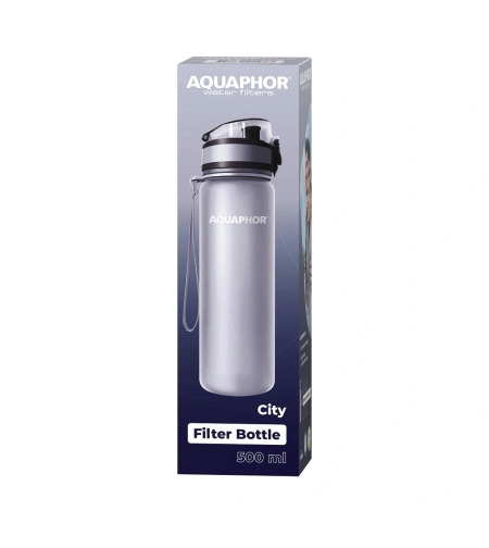 Филтрираща бутилка „AQUAPHOR City“ с филтър за 150 литра, 500 ml. Сива