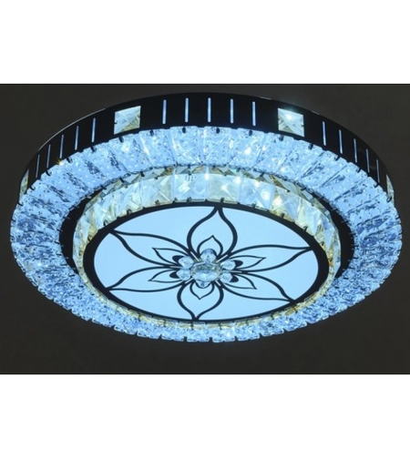 Модерен LED полилей от метал, PVC и кристал – хром, 50W, с вградена LED платка