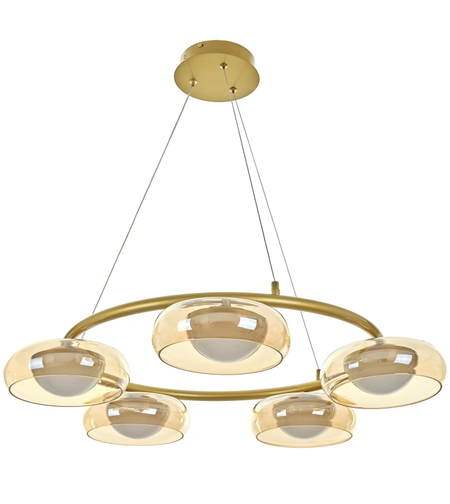 LED полилей 88W, със Smart Controlмат злато, метал и стъкло