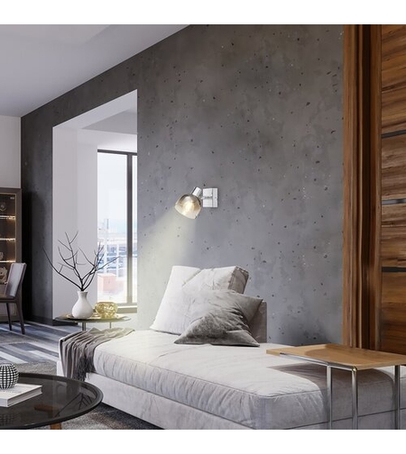 Модерен стенен спот 1-ца – хром и опушено стъкло, E14, 1x40W