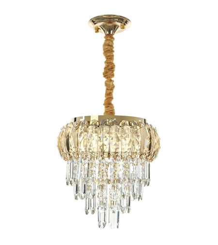 Златен кристален LED полилей 60W с модерен интериорен акцент