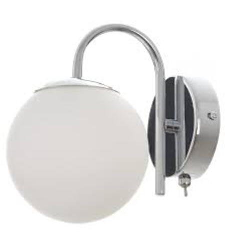 Модерен стенен аплик в хром – метал и стъкло с ключ