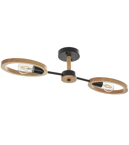 Черен модерен полилей 2xE27 LED метал и дърво