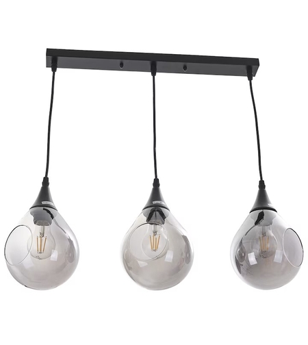 Модерен полилей от метал и стъкло – черен, E27, регулируема височина