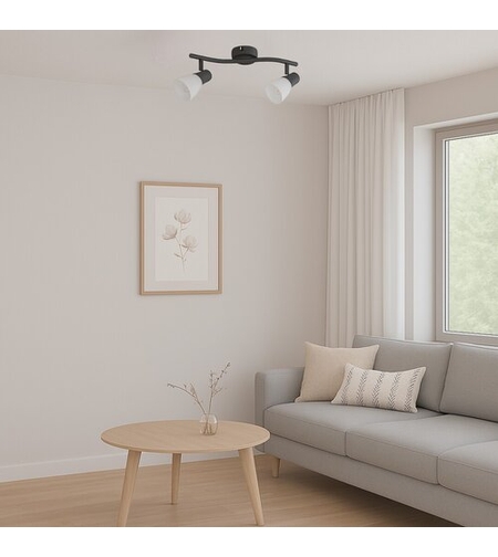 Спот2xE14 черен и бяло