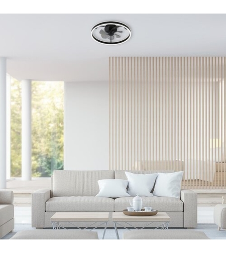Смарт LED таванен плафон с вентилатор 40W – черен, 3 цвята светлина, дистанционно
