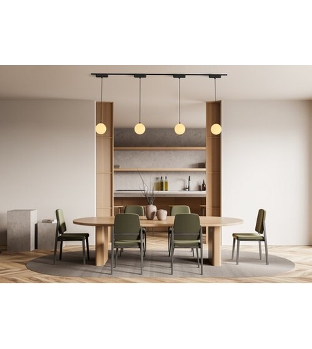 LED висящо релсово осветление – 5W, топло бяло 3000K, черен алуминий и стъклен абажур