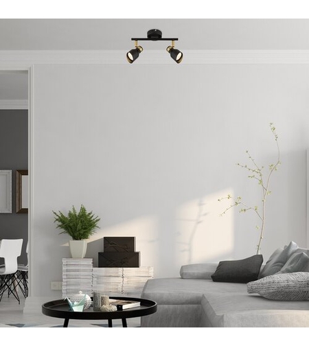 Модерен двоен GU10 спот в черно и злато