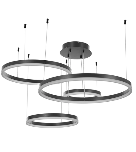 LED Полилей Infinity Rings – Черен, 204W, дистанционно управление