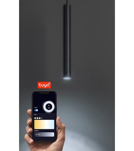 Смарт LED висящо релсово осветление – 5W, регулируема цветна температура 2700–5500K, Wi-Fi, черено