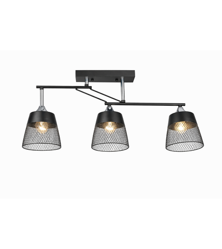 Модерен полилей 3 × E27 – черно и хром