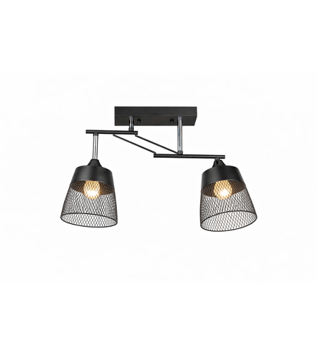 Модерен полилей 2 × E27 – черно и хром