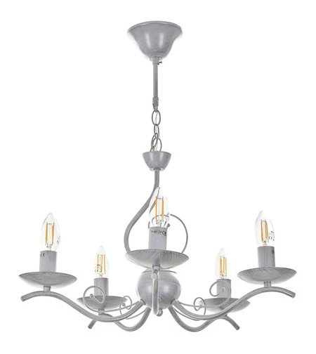 Класически бял полилей 5xE14 – елегантен метален дизайн с регулируема височина