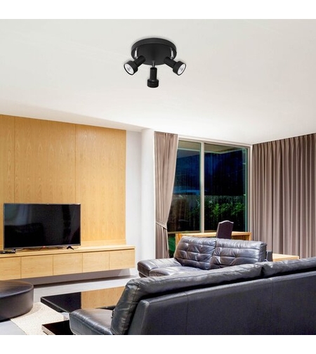 Модерен троен спот осветител – черен метал, GU10, 3x50W