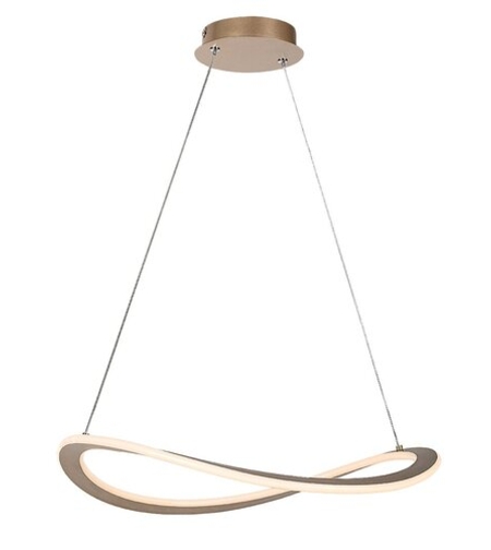 Модерен LED висящ полилей 40W – Матирано злато с регулируема височина и топла светлина 3000K