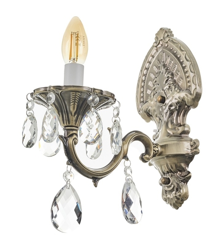 Класически стенен аплик с кристални елементи – бронзов метал и елегантен дизайн