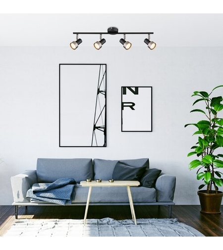 Модерен спот 4-ка – матирано черен и матиран хром метал, GU10, 4x50W