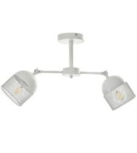 Модерен таванен полилей с подвижни рамена – бял метал, 2xE27