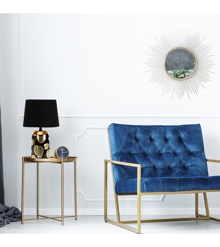 Елегантна настолна лампа в черно и златно – керамика и плат, E14 фасунга