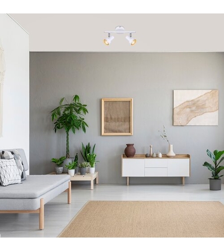 Модерен двоен спот осветител – бял метал, GU10, 2x50W