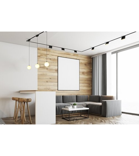 LED висящо релсово осветление – 5W, естествено бяло 4000K, черен алуминий и стъклен абажур