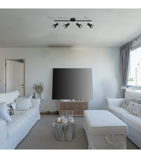 Модерен четворен спот осветител – черен метал, GU10, 4x50W