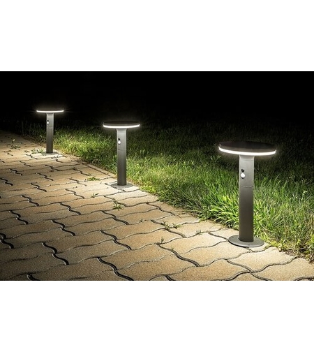 Соларен LED градински стълб с датчик за движение, 10W, 4000K, антрацит, IP44