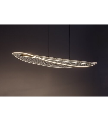 Модерен LED висящ полилей 32W матирано златенметал ,акрил и топла светлина 3000K