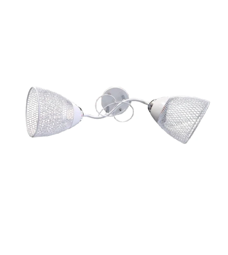 Полилей бял метал с мрежест абажур 2xE27