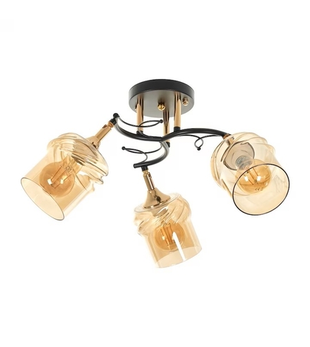 Модерен полилей от черен метал и стъкло с подвижни рамена