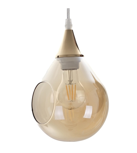 Модерен златен полилей от метал и стъкло – 1xE27, регулируема височина