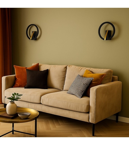 Модерен LED аплик черен/златен, 8W, топла светлина 3000K