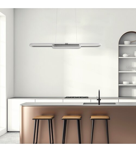 Модерен LED висящ осветител 48W – хром, 4000K естествена светлина