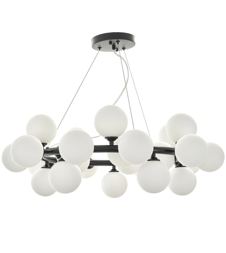 Елегантен полилей черен метал и стъкло с 25 X G9