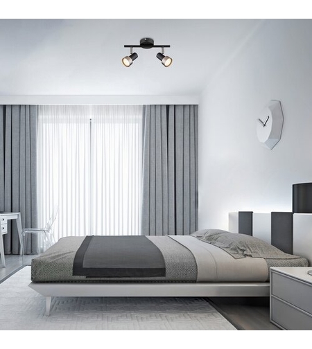 Модерен спот 2-ка – матирано черен и матиран хром метал, GU10, 2x50W