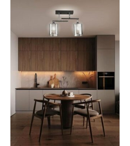 Модерен полилей 2 × E27 – черно и хром