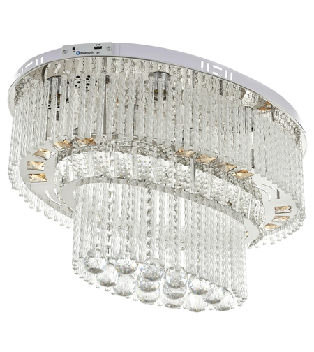 Смарт LED полилей с RGB осветление, Bluetooth управление и вградени тонколони – хром, E27 + LED 9W