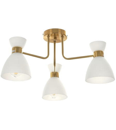 Класически полилей от метал и стъкло – матирано злато,  3xE27