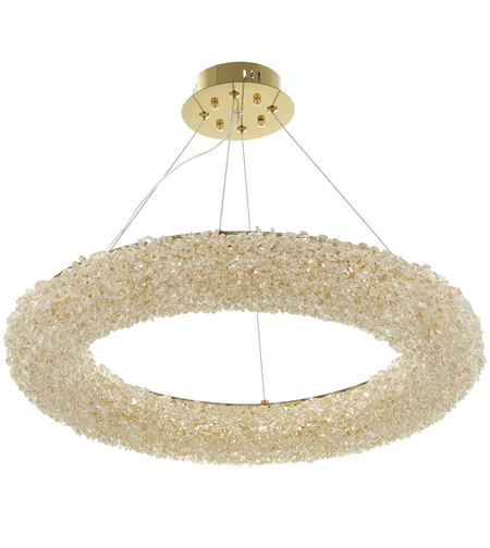 Луксозен LED полилей от метал и кристал – злато, 110W, с регулируема височина