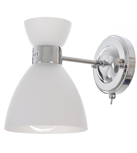 Стилен стенен аплик в цвят хром – метал и стъкло, с ключ 1 X E27