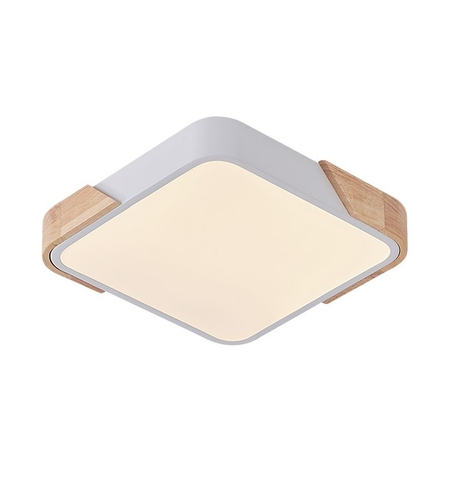 LED плафон 35W 3CCT квадратен бял с дърво