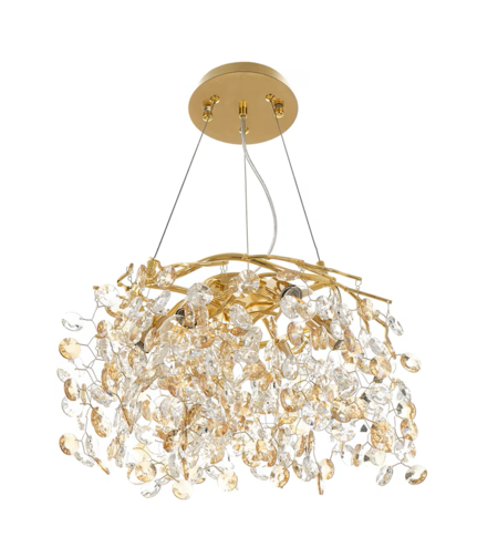 Модерен кристален полилей в злато 6xE14 с регулируема височина