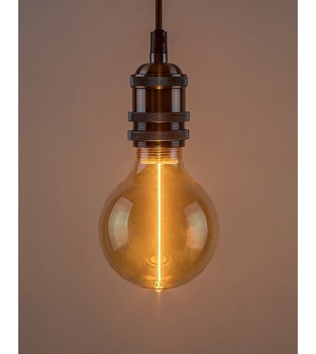 LED филаментна крушка G95, 3W, E27, 1800K, топло бяло, кехлибарено стъкло