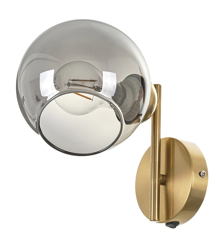 Модерен стенен аплик 1 X E27  – матирано злато и хром