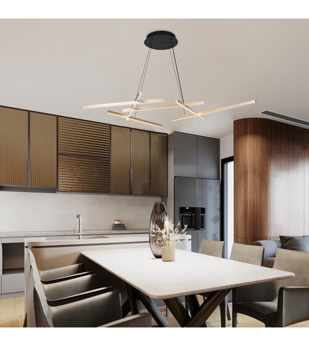 Модерен LED полилей с дистанционно управление – 40W, 3000K–6500K, черен-матирано златен метал