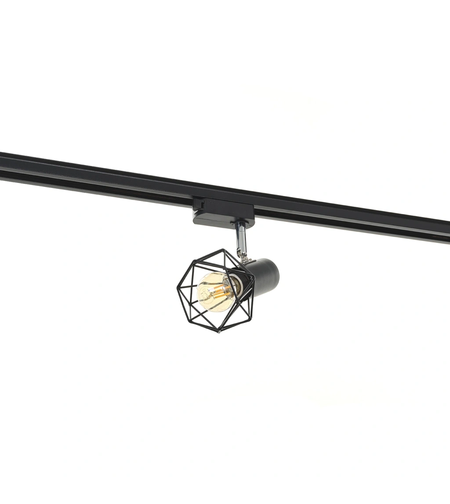 Черен релсов спот – 1xE14, подвижно тяло, модерен дизайн